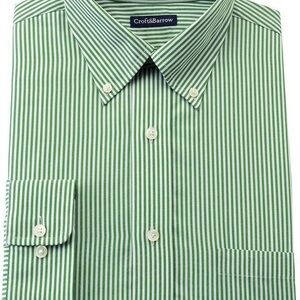 Croft & Barrow Men's Shirt in Green and White Stripes